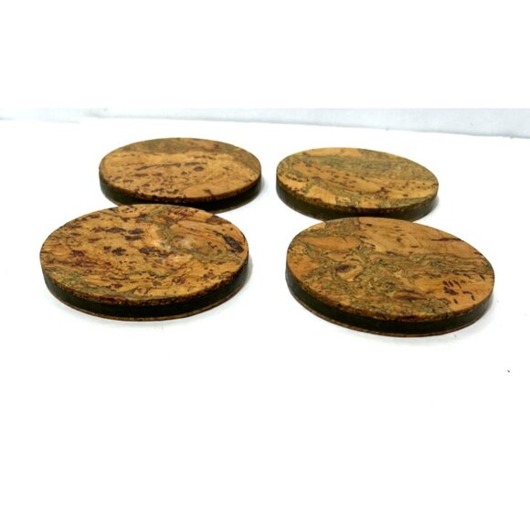 Set of 4 Cork Coasters, Rustic, Drink, Round Trivet, Natural Cork, Eco Friendly - Picture 3 of 4